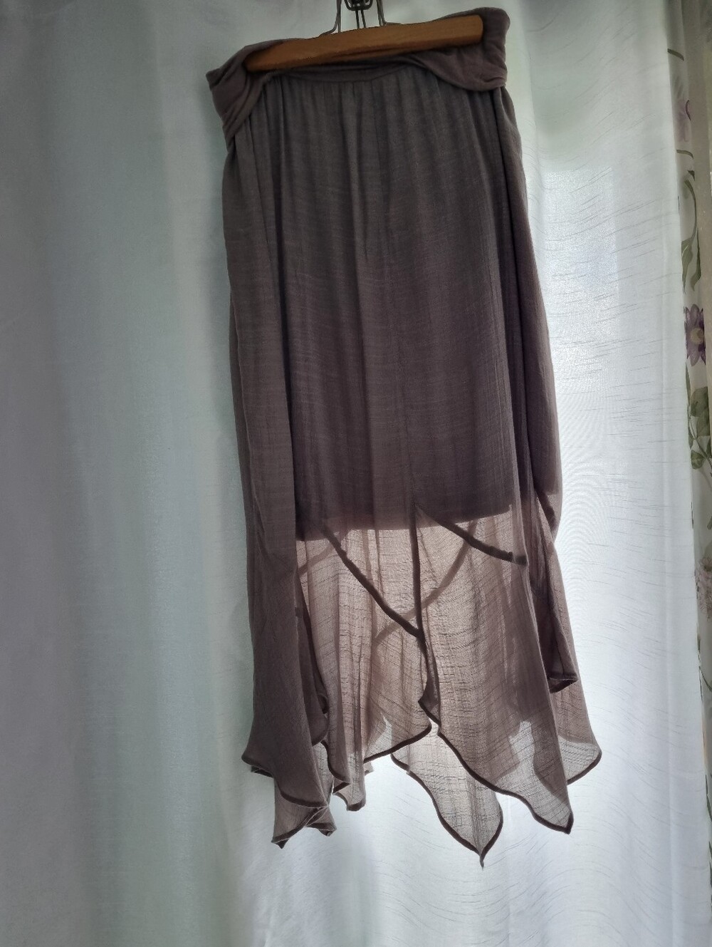 Apt. 9 Taupe Brown High-Low Sheer Maxi Skirt